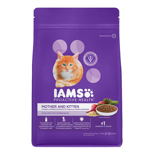 IAMS मदर एंड किटन (2-12 महीने) चिकन प्रोएक्टिव हेल्थ प्रीमियम ड्राई कैट फ़ूड, 1 किग्रा 