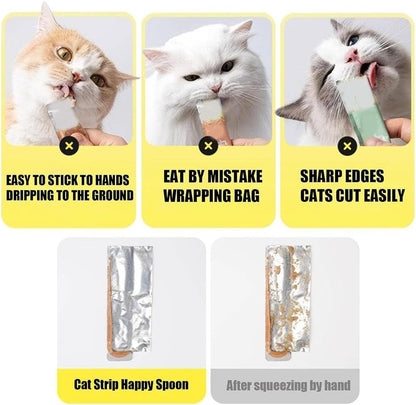 Cat Strip Feeder, cat Spoons for Wet Food, Treat Squeeze Spoon, Cat Wet Treats Dispense Spoon, cat Strip Squeeze Spoon, Multi Functional Pet Spoons Cat Feeder