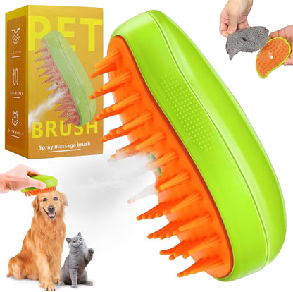 Pet Grooming Brush Steamy 3-in-1 Multifunctional Silicone Electric Pet Brush - Self-Cleaning Steam Massage Brush for Removing Tangled and Loose Hair