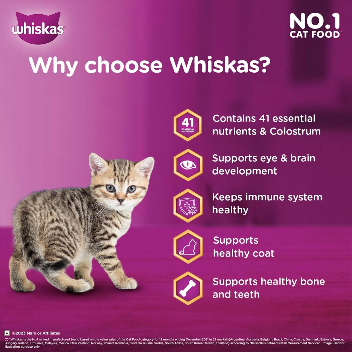 Whiskas Junior Mother Cat & Kitten (2-12 Months) Dry Cat Food, Ocean Fish Flavour, Contains 41 Essential Nutrients, Complete & Balanced Nutrition for Mother Cats & Kittens