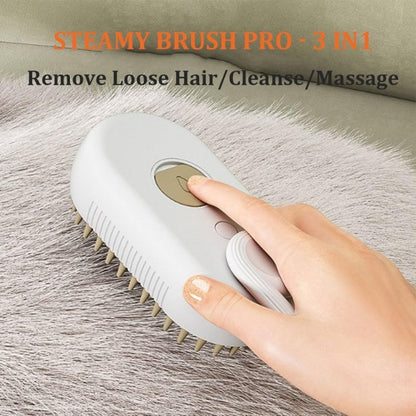 Pet Electric Spray Comb Rechargeable Cat Kitten Puppy Dog Steamy Grooming Brush Cleaning Tool