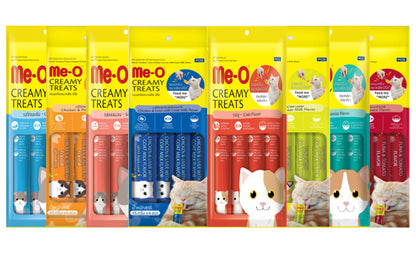 CAT Creamy Treats MEO in 8 Delicious Flavours for All Life Stages of Cats, Kittens, Adults, Seniors - MEO CAT Chocolates Pack of 8 Flavors